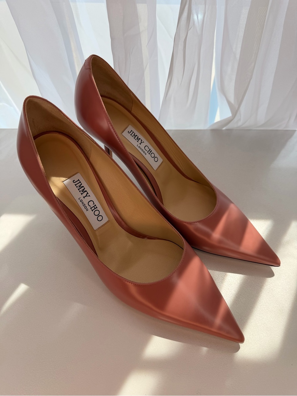 Jimmy Choo Mauve Pink Leather Pointed Toe Pumps - Picture 5 of 7